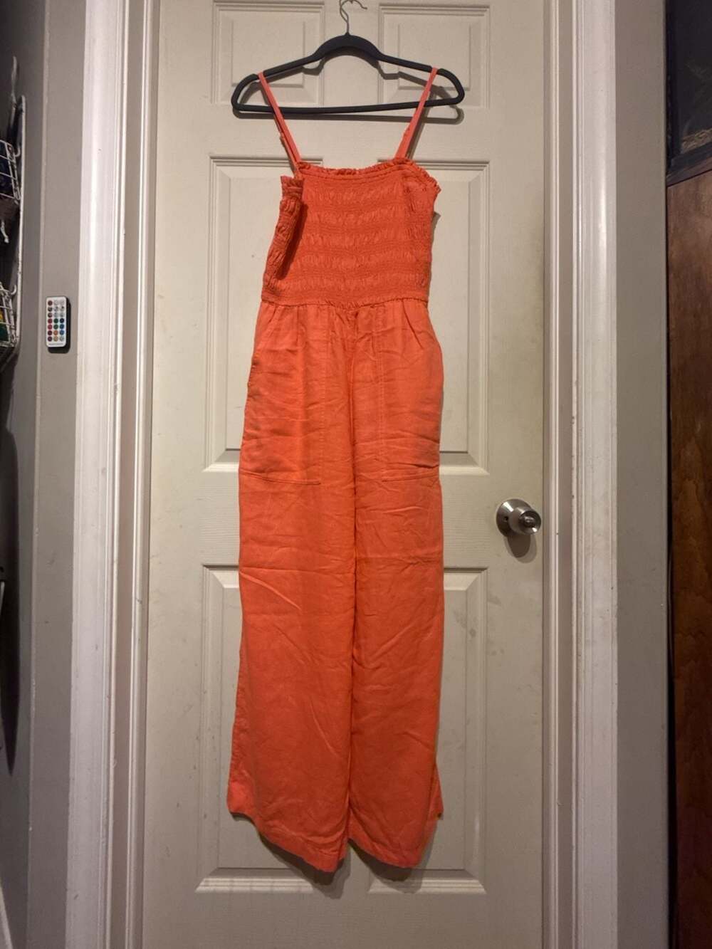 Universal Thread Smocked Jumpsuit Size XS Orange Linen Blend